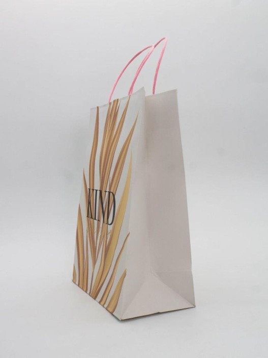 Пакет подарочный «Leaves&amp;flowers», white-yellow (26*32*12) 