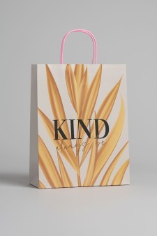 Пакет подарочный «Leaves&amp;flowers», white-yellow (26*32*12)