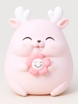 Копилка "Цветочный олень", розовая