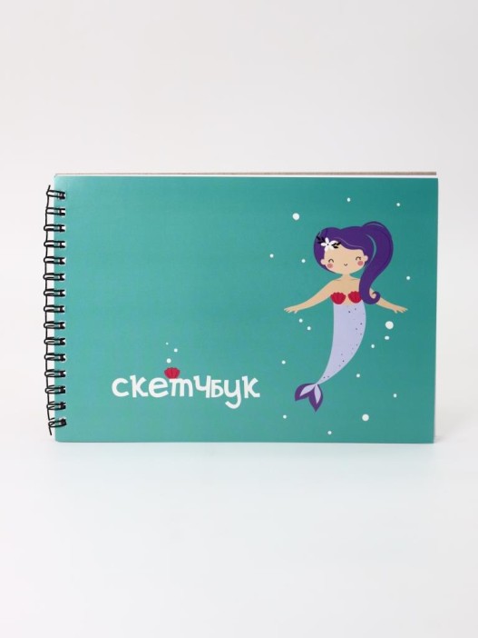 Скетчбук «Mermaid», green , 14х20 см,  плотность 100 гр 