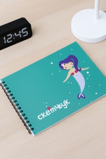 Скетчбук «Mermaid», green , 14х20 см,  плотность 100 гр
