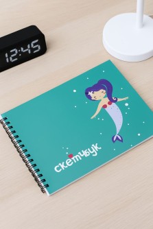 Скетчбук «Русалка», зеленый, 14х20 см,  плотность 100 гр