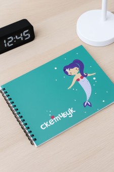 Скетчбук «Русалка», зеленый, 14х20 см,  плотность 100 гр