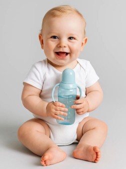 Бутылочка с соской и ручками, blue (250 ml)