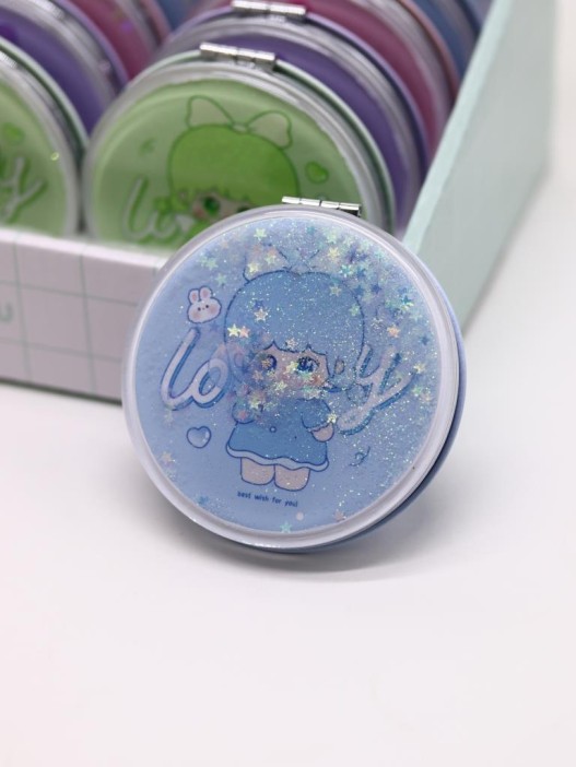 Зеркало шейкер раскладное &quot;little girl&quot;, голубое, 7*7 см 