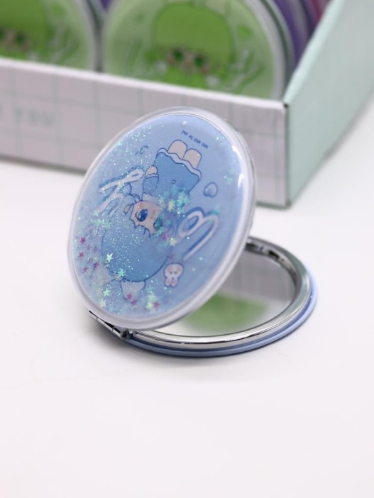 Зеркало шейкер раскладное &quot;little girl&quot;, голубое, 7*7 см 
