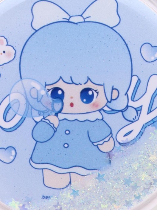 Зеркало шейкер раскладное &quot;little girl&quot;, голубое, 7*7 см 