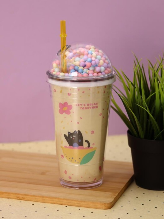 Тамблер iLikeGift &quot;Kitty boat&quot;,  yellow (450 мл) 