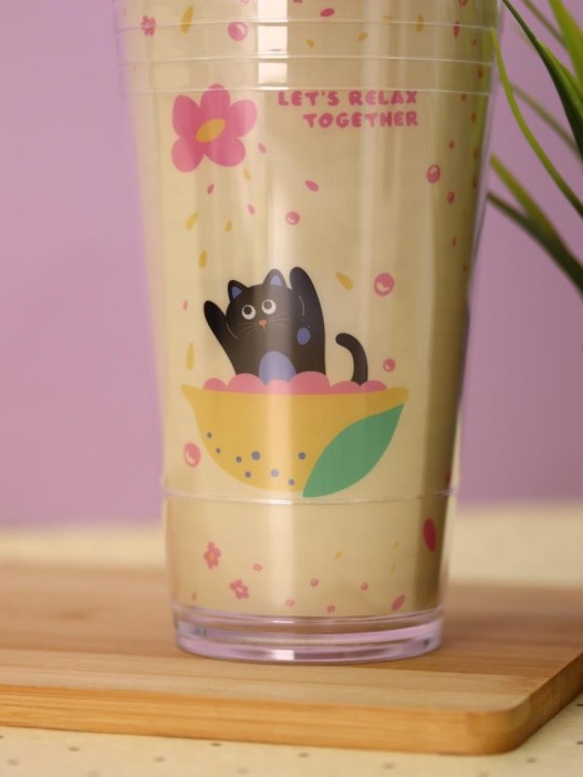 Тамблер iLikeGift &quot;Kitty boat&quot;,  yellow (450 мл) 