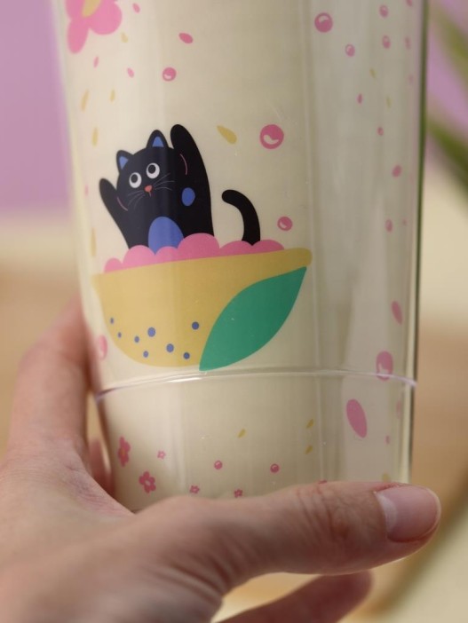 Тамблер iLikeGift &quot;Kitty boat&quot;,  yellow (450 мл) 