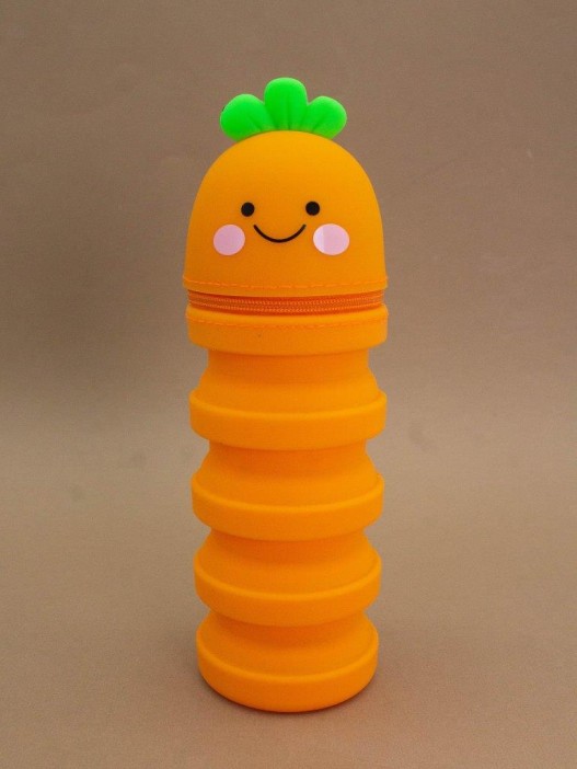 Пенал растущий силиконовый &quot;Морковка&quot;  22*12*9 см оранжевый 