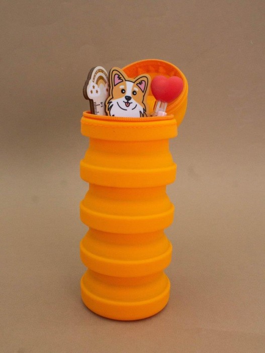 Пенал растущий силиконовый &quot;Морковка&quot;  22*12*9 см оранжевый 