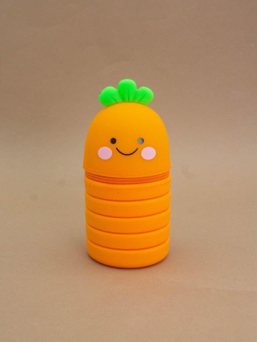 Пенал растущий силиконовый &quot;Морковка&quot;  22*12*9 см оранжевый 