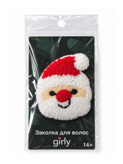 Заколка для волос GIRLY "Дед Мороз", белая