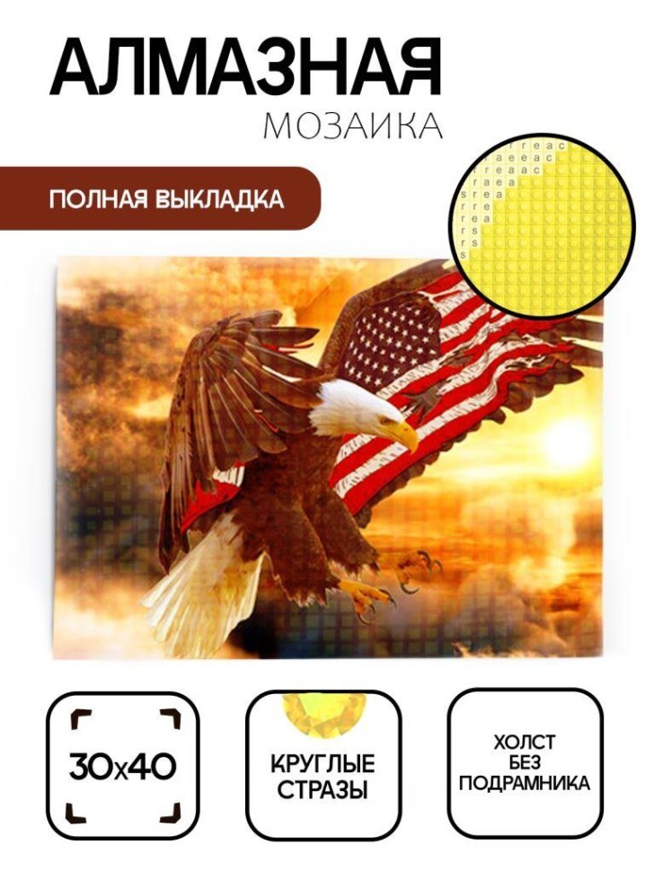 Алмазная мозаика без подрамника "Орёл", 30х40 см