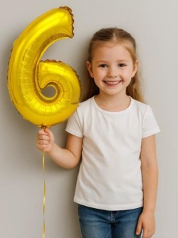 Шар фольгированный "Milestone moments" цифра 6, золото (40 см)