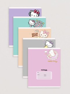 Тетрадь А5 &quot;Hello Kitty&quot;, 18л, клетка , обл. мелов. картон + ВД-лак, mix