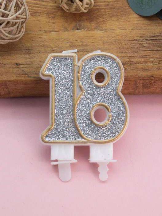 Свеча для торта &quot;Shiny number&quot; число 18, (7,5 см) 