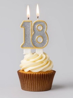 Свеча для торта "Shiny number" число 18, (7,5 см)