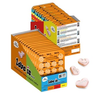 Освежающие конфеты &quot;LOVE IS...&quot; в форме сердца, со вкусом морской соли и маракуйи, 18шт, в блистере