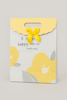 Пакет подарочный (M) "Pastel flower", yellow (27*19.5*8.6)