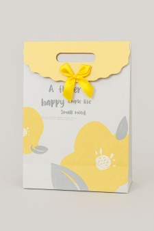 Пакет подарочный (M) "Pastel flower", yellow (27*19.5*8.6)