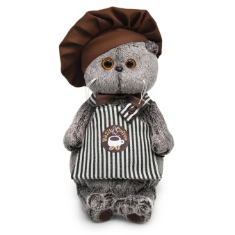 Мягкая игрушка "Кот Басик - бариста" (22 см)