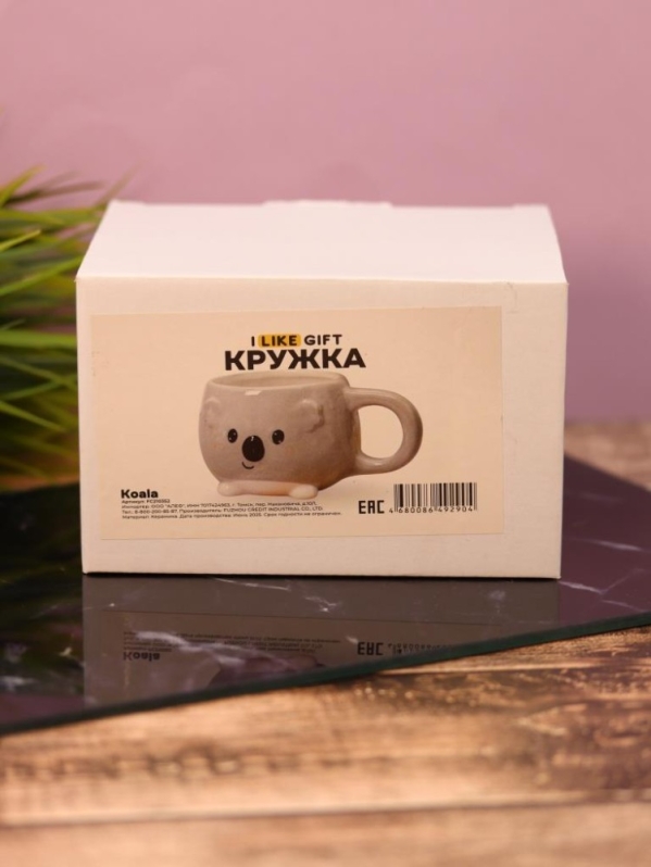 Кружка керамическая "Коала", серая (450мл)