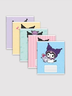 Тетрадь А5 "Kuromi patterns", 18 л, линейка, обложка мел. картон + Уф-лак, mix