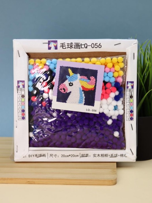 Картина из помпонов на подрамнике Draw Me! «Funny unicorn», (20 х 20 см) 
