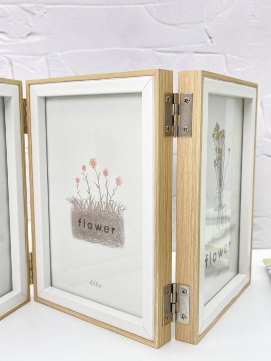 Фоторамка раскладная на 3 фото «Flower», дерево (10*15 см) 