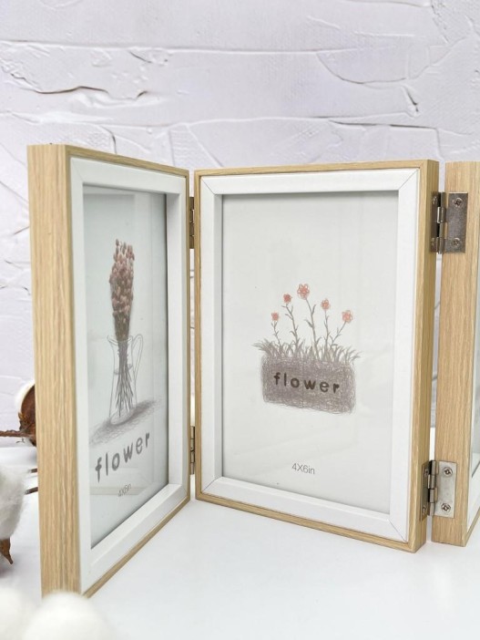 Фоторамка раскладная на 3 фото «Flower», дерево (10*15 см) 