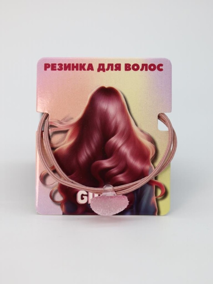 Резинка для волос GIRLY "Сахарное сердце", розовая