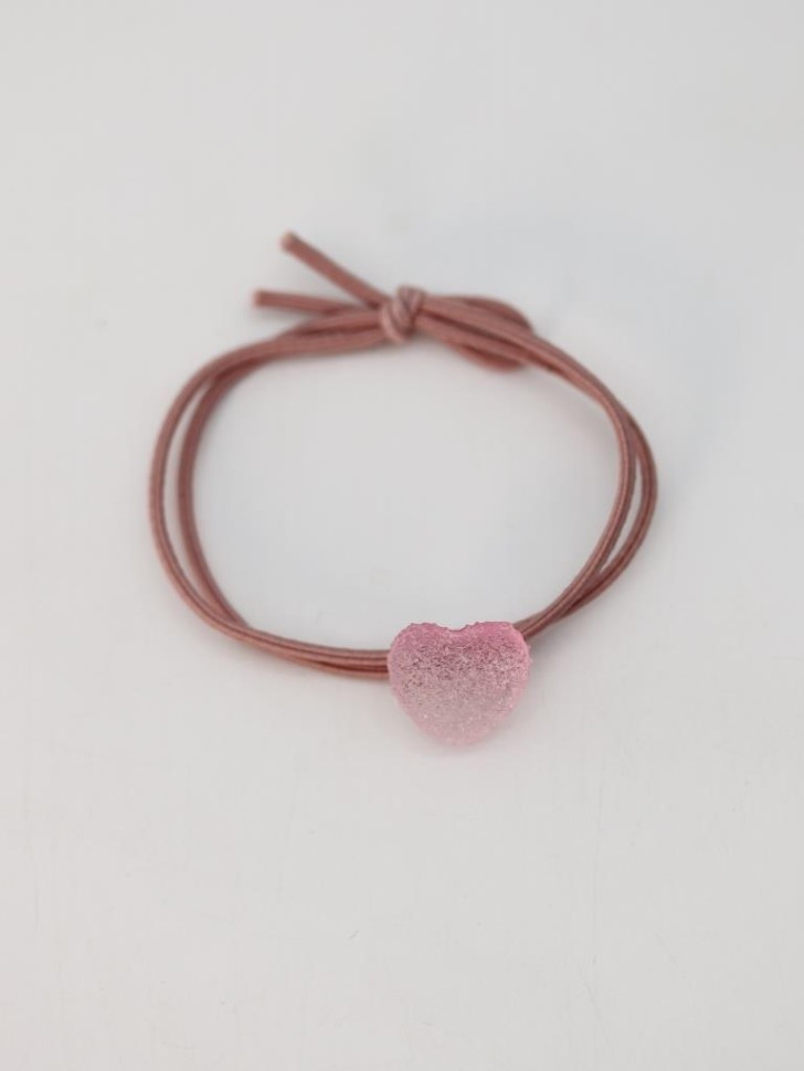 Резинка для волос GIRLY "Сахарное сердце", розовая