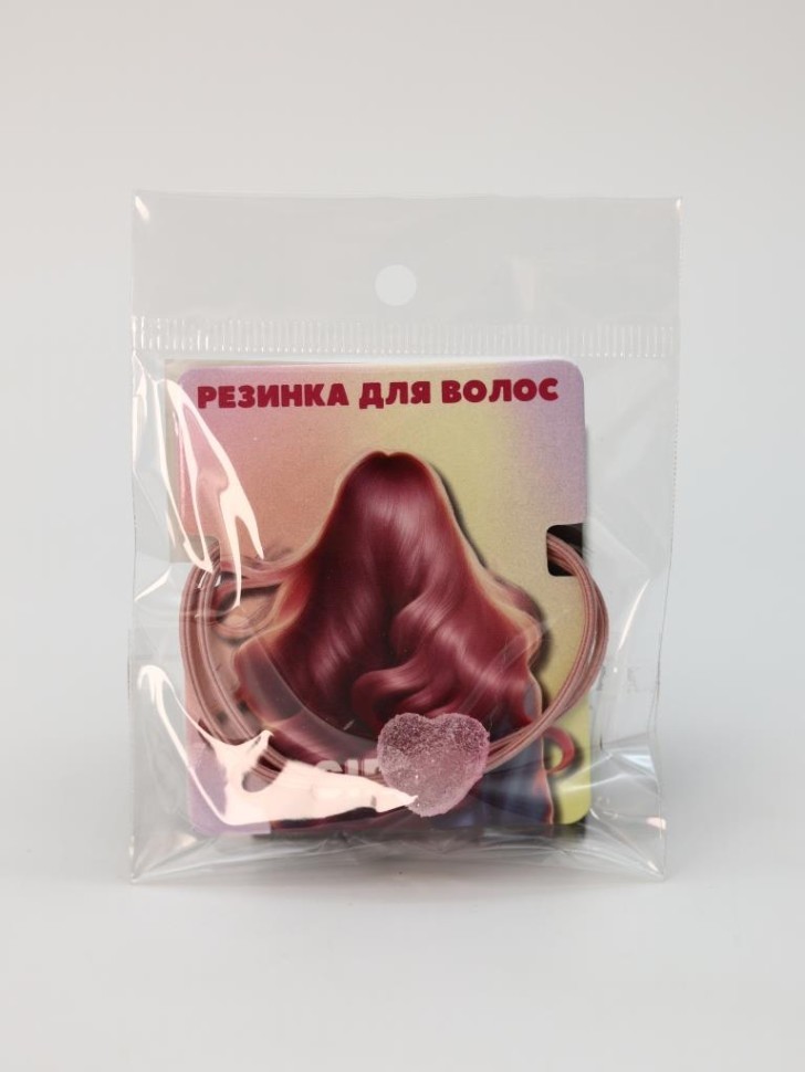 Резинка для волос GIRLY "Сахарное сердце", розовая