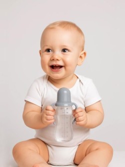 Бутылочка с соской и ручками, grey (250 ml)