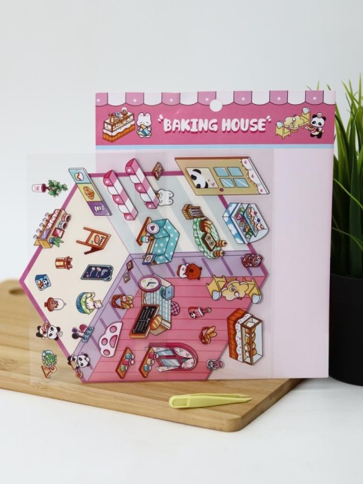 Наклейки+пинцет для творчества румбокс "Булочная ", розовые (16*20 см) 