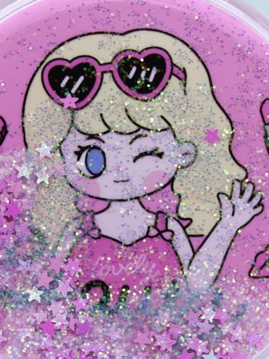 Зеркало шейкер раскладное &quot;Девочка и очки&quot;, pink, 7*7 см 