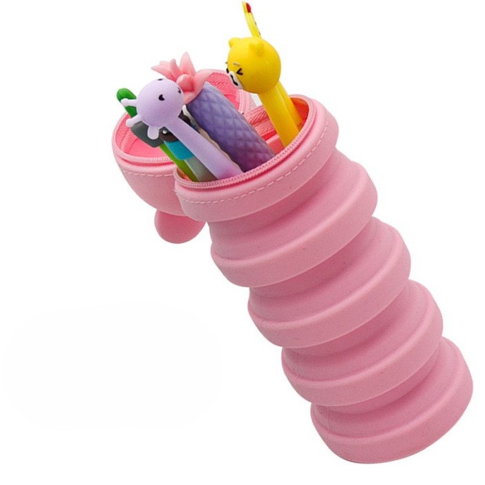 Пенал растущий силиконовый &quot;Мышка&quot;  22*12*9 см розовый 