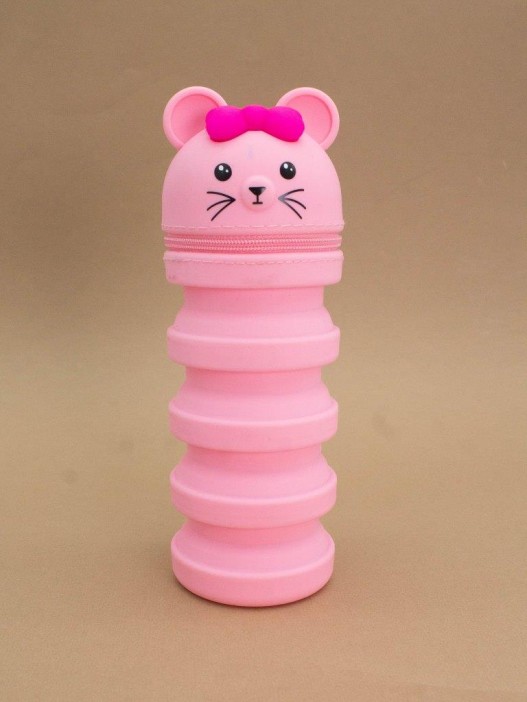 Пенал растущий силиконовый &quot;Мышка&quot;  22*12*9 см розовый 