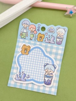 Блок стикер для записей "Checkered star", blue