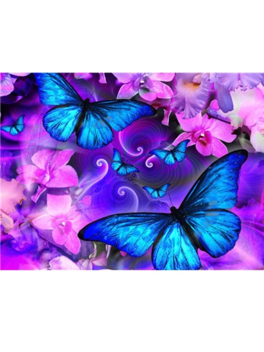 Алмазная мозаика без подрамника &quot;Синие бабочки&quot;, 30х40 см 