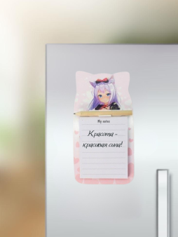 Магнитный блок для записей с карандашом «Anime girl», pink, 9х17 см