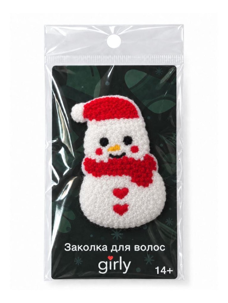 Заколка для волос GIRLY "Снеговик", белая