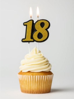 Свеча для торта "Happy B-day 18" (120 мм)