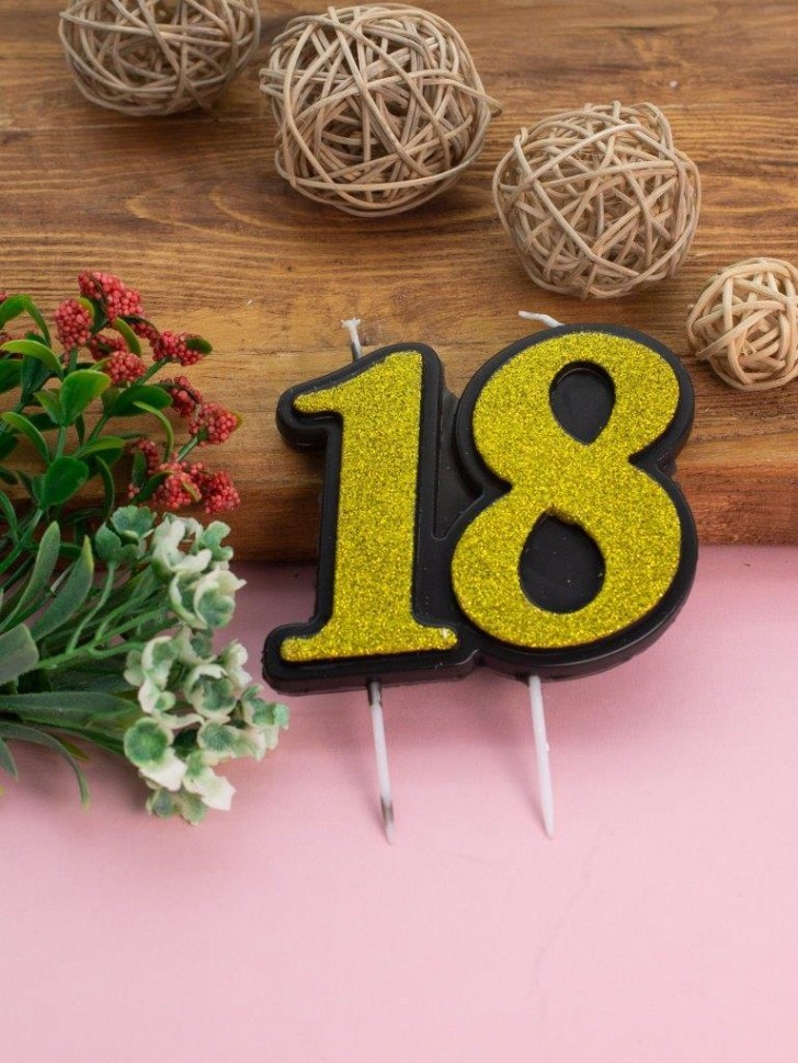 Свеча для торта "С Днём Рождения 18" (120 мм)