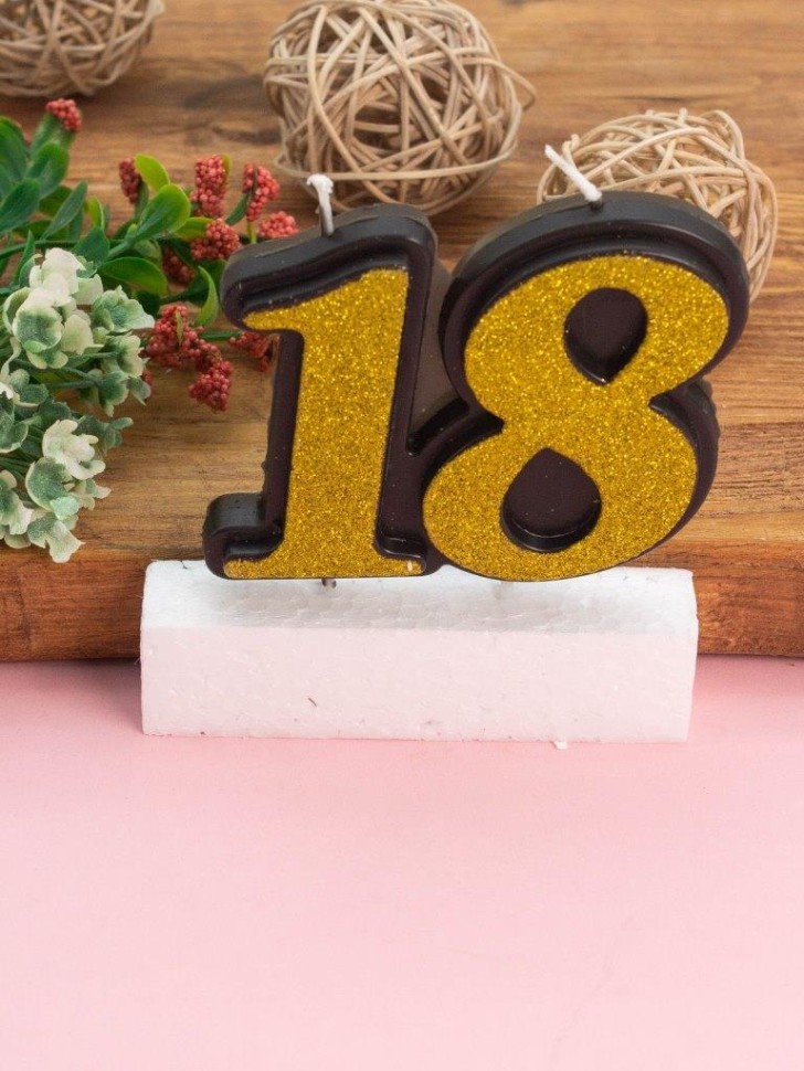 Свеча для торта "С Днём Рождения 18" (120 мм)