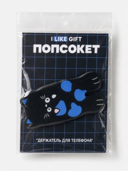 Попсокет-подставка iLikeGift "Пятнистый кот", чёрный, 8,2 см