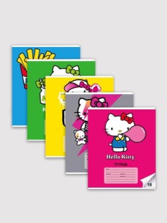 Тетрадь А5 &quot;Hello Kitty-2&quot;, 18л, клетка , обл. мелов. картон + ВД-лак, mix