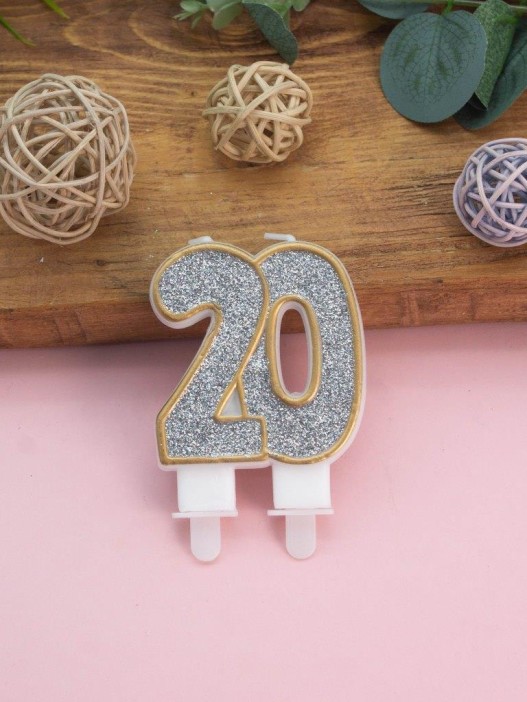 Свеча для торта &quot;Shiny numbe&quot; число 20, (7,5 см) 